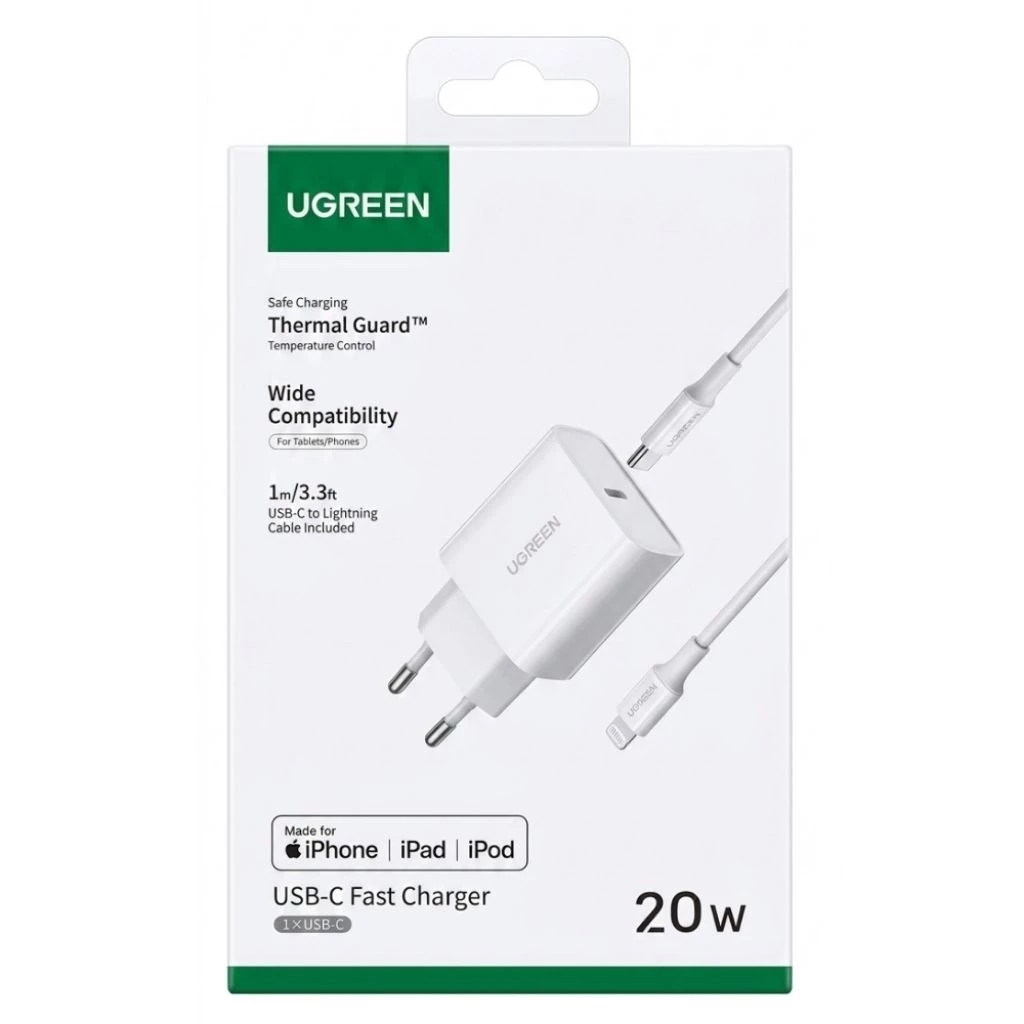 UGREEN CHARGER SET 20W PD TIPE LIGHTNING